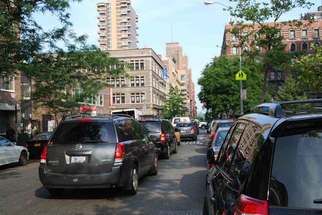 West 97th Street looking west from Columbus toward Amsterdam Avenue. Some locals say the block will be overwhelmed by a new skilled nursing facility that Jewish Home Lifecare wants to build there.