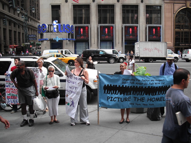 Homeless advocates protested at Penn Station Monday, July 25.