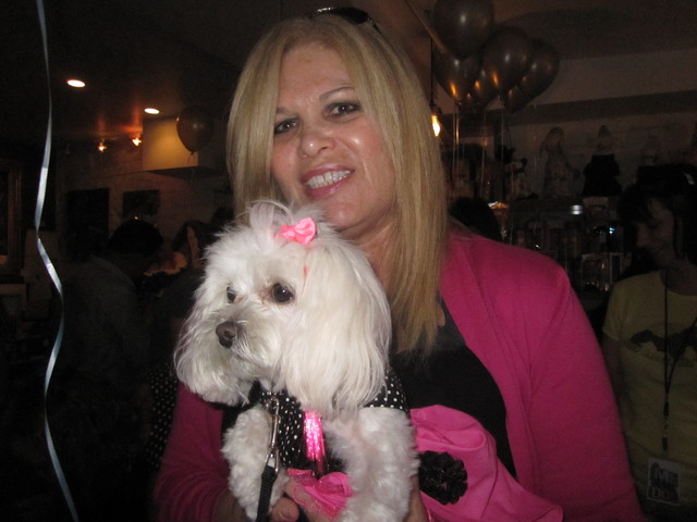 ZZ, a Maltese-poodle mix, with owner Ilene Zeins. 