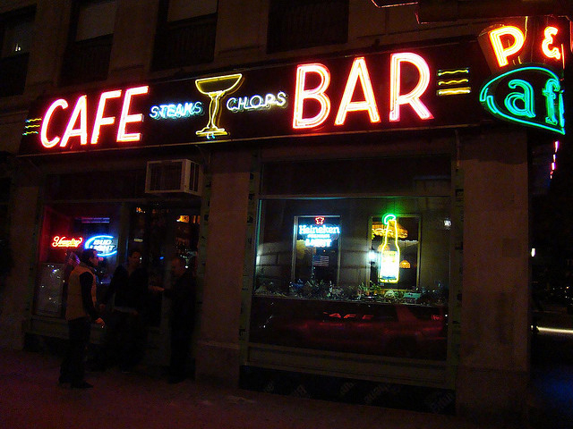 The famed neon sign at the old P&G Bar lit the corner of West 73rd Street and Amsterdam Avenue for 66 years.