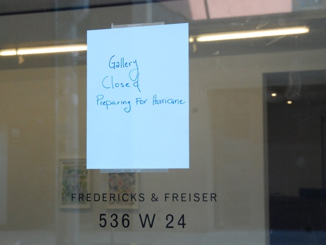 The Fredericks & Frasier Gallery was closed for the hurricane, and was getting ready to move some artwork.