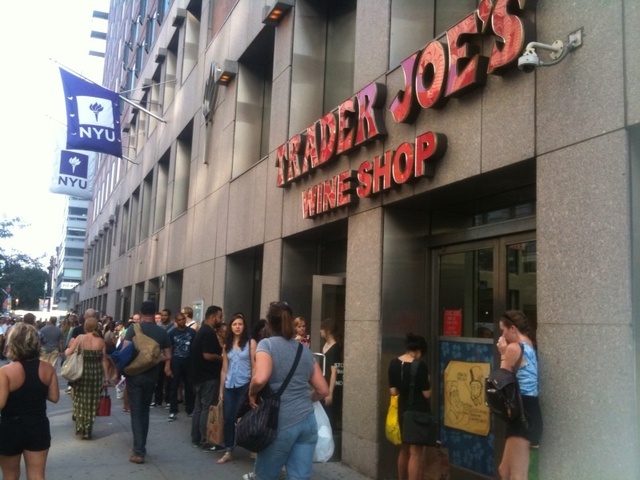 The line was out the door at the Trader Joe's wine shop at Union Square.