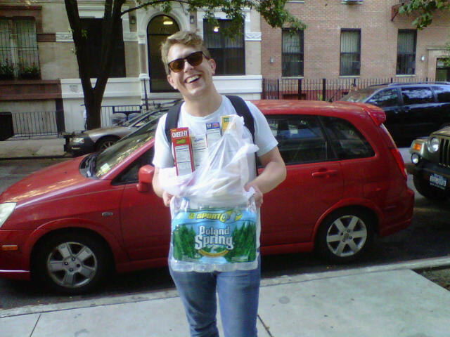 East Village Brian G. stocked up on groceries in advance of the the storm.