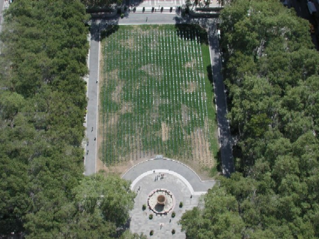 The 2002 empty chair exhibit photographed from above.