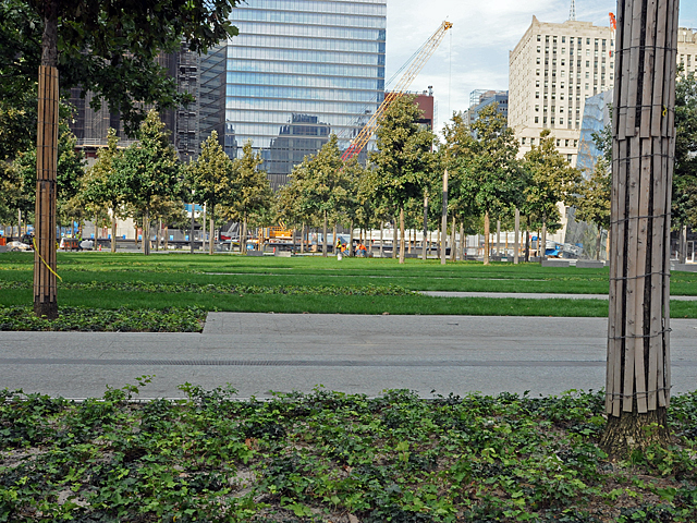 The Memorial Plaza provides green space for visitors. 