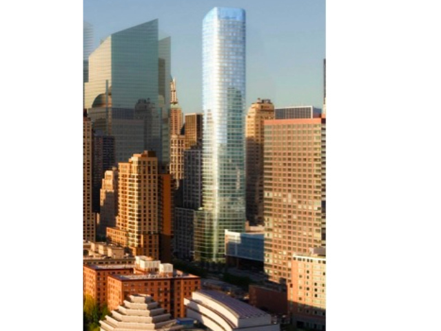 This residential and hotel tower at 50 West St. has been on hold for years but could rise if the credit markets thaw. 