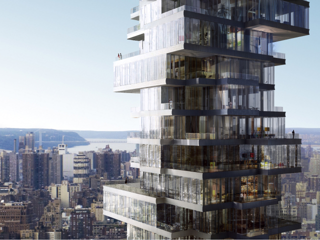 This 57-story residential building at 56 Leonard St. could rise with minimal design changes in the next few years after being put on hold during the recession. 