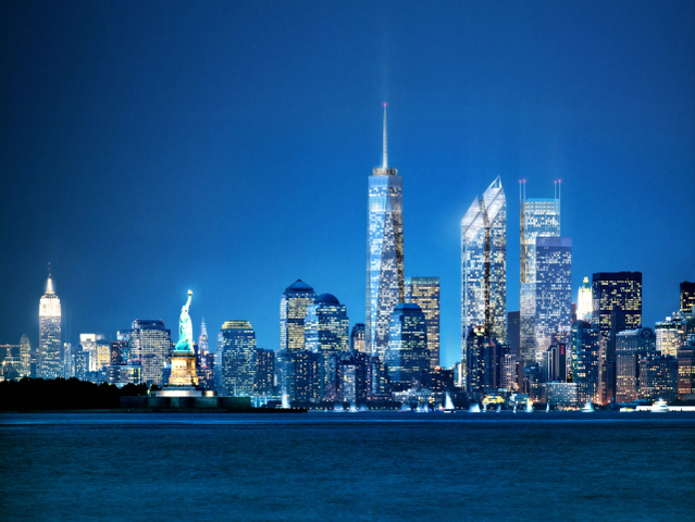 The new lower Manhattan skyline, once all of the World Trade Center towers are built. 
