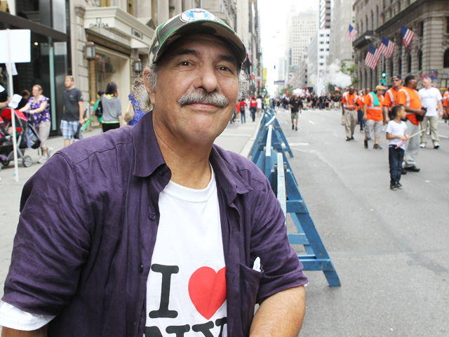 Kenneth Leikind, a Vietnam veteran who served with the U.S. Air Force as a munitions specialist attends Labor Day Parade on Sept. 10, 2011 on Fifth Avenue. 