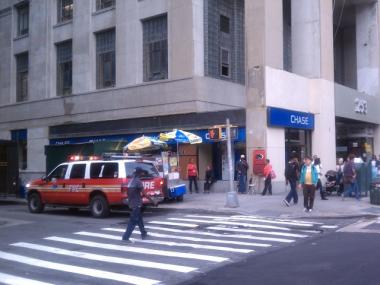 A worker fell 40 feet from 253 Broadway, near Murray Street, on Sept. 15, 2011.