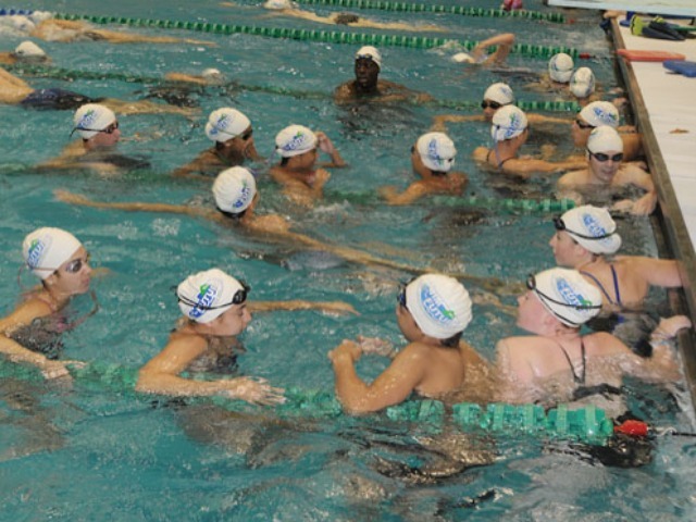 Masters and AGUA swimmers dedicated their practices to Andrew Fisher and Doug Irgang at Asphalt Green on the Upper East Side in 2010. 