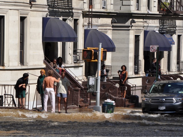 Residents watched in awe as Central Park West was turned into a river.
