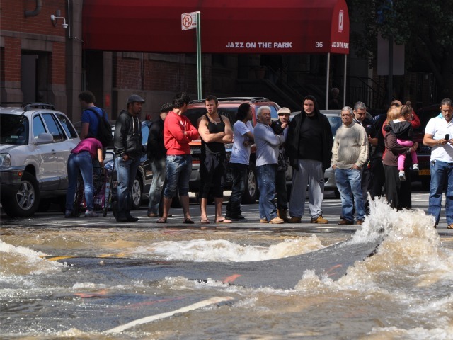 Water flooded onto Central Park West.