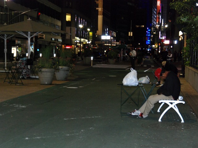 People asleep outside of Macy's Herald Square in the early morning hours of Tues., Sept. 20.
