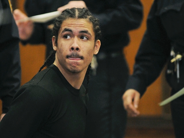 Brandon Santiago, an alleged gang member, during a court appearance in February 2011.