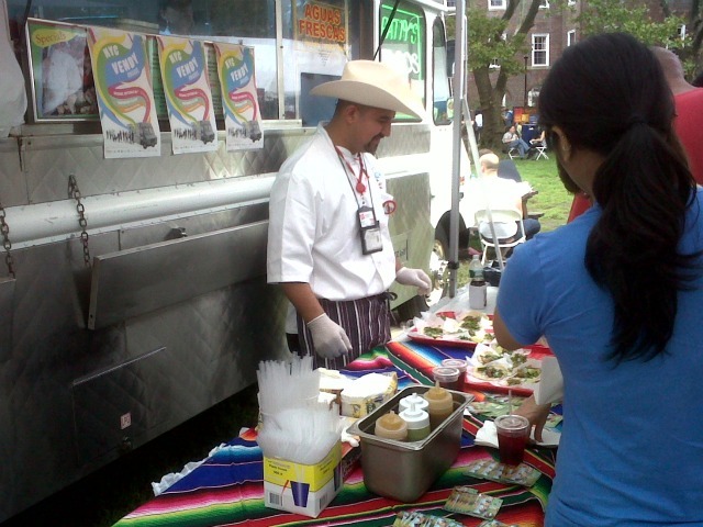Albert Loera of Paty's Tacos, which won the Hero award at the Vendys on Governors Island on Sept. 24, 2011.