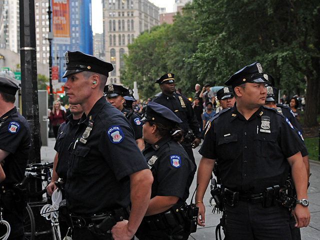 Police kept on eye on protesters. 