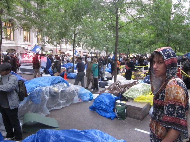 Protesters covered their belongings in tarps Oct. 12, 2011 in anticipation of a few days of rain. 
