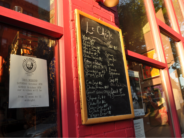 The menu board outside Le Chéile  on West 181st Street.
