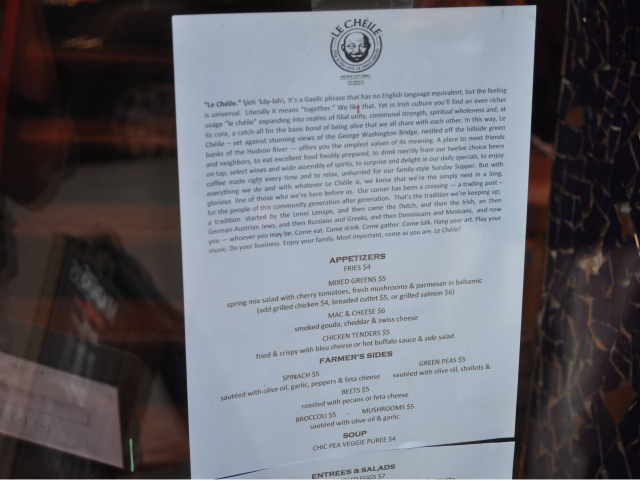 Pub fare is featured at Le Cheile.