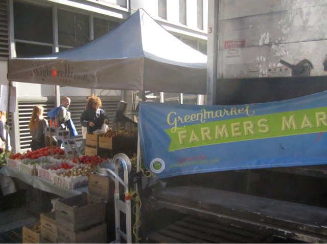 The Zuccotti Park Greenmarket moved to West Broadway Oct. 25, 2011 because of the Occupy Wall Street protests. 