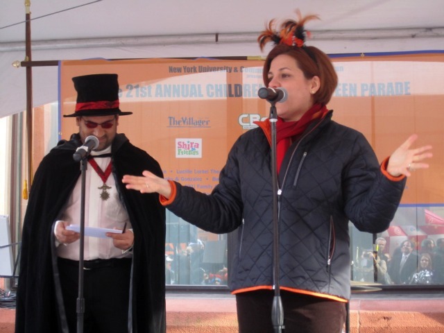 <p>City Council Speaker Christine Quinn wished the families "a happy and safe and fun and chocolate-filled Halloween."</p>
