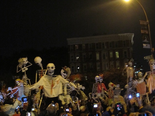 <p>Giant skeletons loomed over the crowd at the 2011 Village Halloween Parade.</p>
