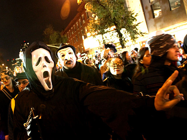 <p>A Halloween ghost "Screams" along Sixth Avenue.</p>
