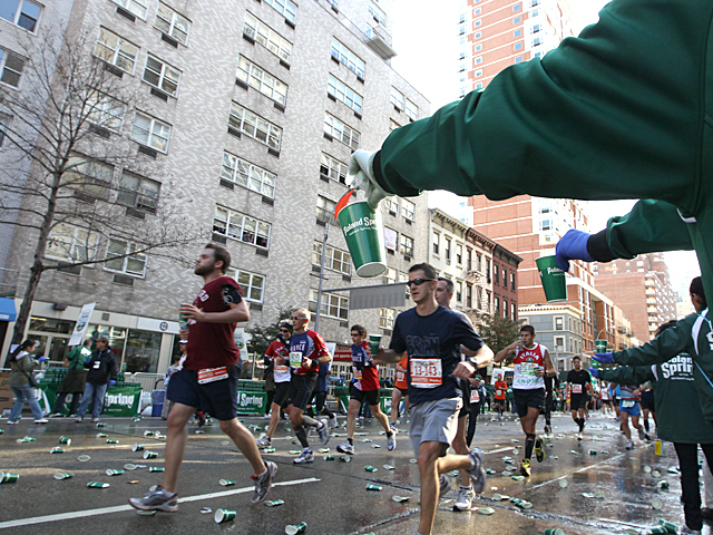 <p>Runners race through the Upper East Side during this years New York City Marathon.</p>
