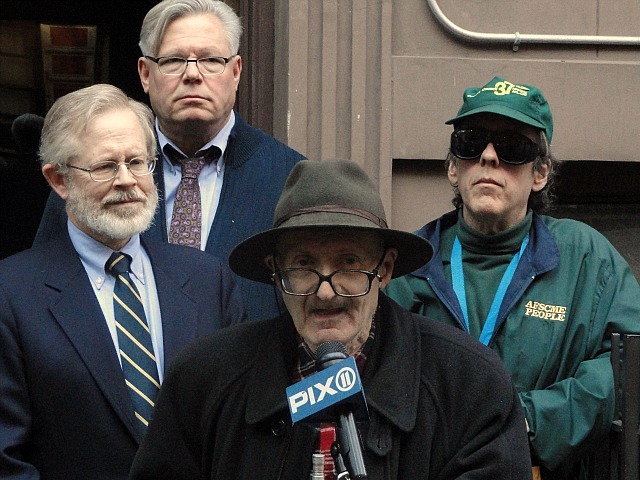 Lawyer Robert Katz, speaking at a rally on Nov. 6, 2011, has been fighting landlord Gary Brown of Furnished Quarters to prevent the eviction of five families from their rent-stabilized apartments at 221 W. 16th St. in Chelsea.