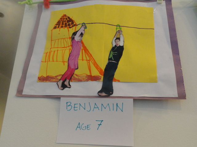 Chelsea kids Ben and Sophie draw their fantasy park for the event.