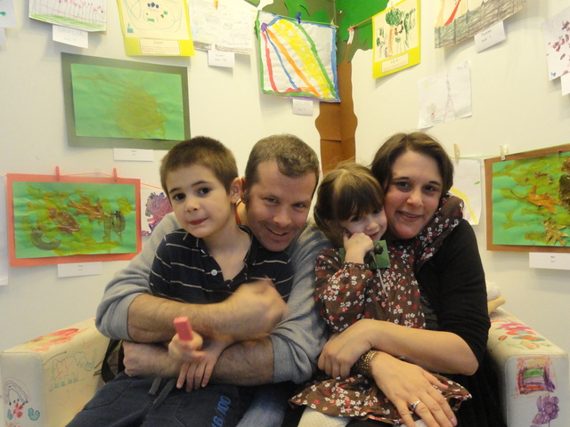 Susie Shapiro and Mark Edlitz, with kids Kids Benjamin and Sophie at an event for the 20th Street Park project