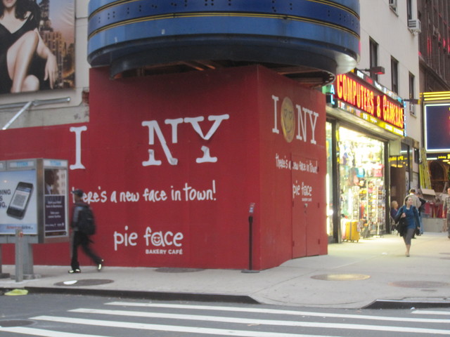 The new Pie Face location on Broadway at the corner of West 53rd Street.