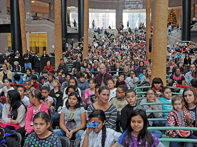 Students watch the New York Theatre Ballet's performance of The Nutcracker on Nov. 29, 2011. 
