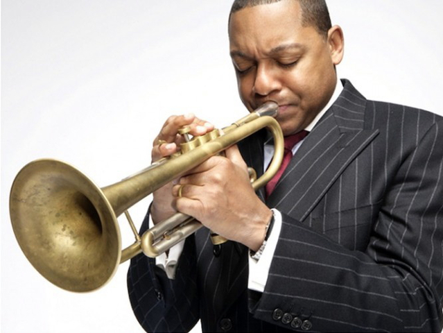 New Orleans trumpeter Wynton Marsalis celebrates the music of New Orlean's ragtime jazz legends Jelly Roll Morton and King Oliver at Dizzy's Club, home of Jazz at Lincoln Center on Wednesday night.