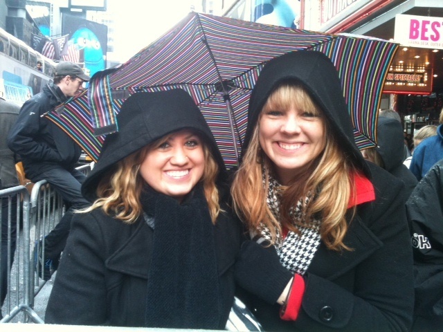 Brittney Robinson, 24, and Jen Williams, 26, from Texas take shelter.