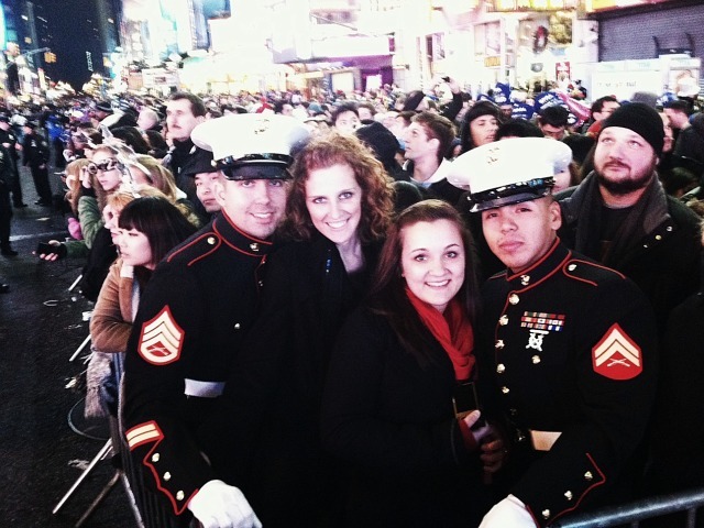 Soldiers ring in the New Year in Times Square on Dec. 31, 2011.