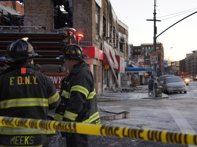 Firefighters from all over the city responded to a massive blaze in Inwood January 3, 2012