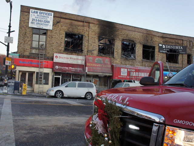 Fire crews from around the city responded to a blaze in Inwood January 3, 2012