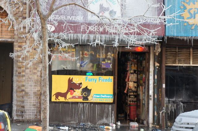 The exterior of a store gutted in a massive fire in Inwood Jan 13, 2012