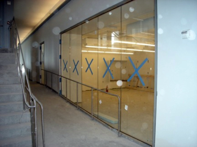 The outside of a still-under-construction dance room at Asphalt Green's community center, shown in January 2012. 