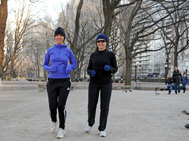 Nina Malta, 54, and Paloma Malta, 19, suggested using socks for gloves if you really want to run on the cheap, Jan. 6, 2012.  