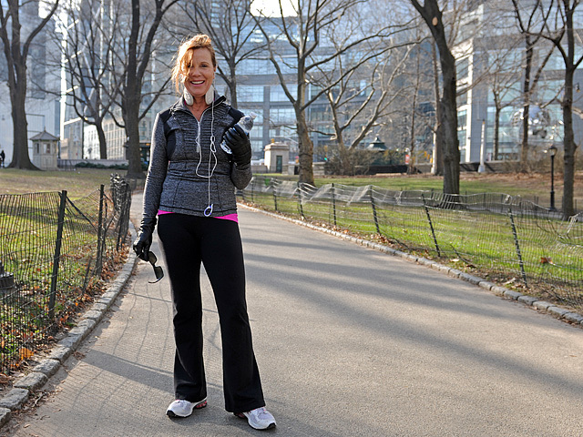 Sandra Phillips, 53, from Green Bay, Wisconsin wore a LuLuLemon top, which she got for $80 while running through Central Park on Jan. 6, 2012.  