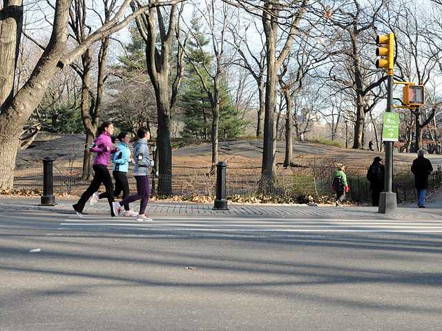 A group of women run through Central Park on Jan. 5, 2012. 