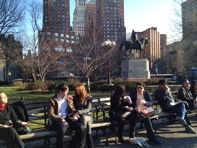 Visitors to Union Square enjoy the balmy weather on Sat. Jan. 7, 2012.