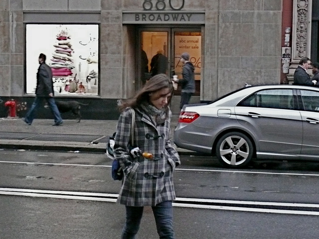 Toggle closure gray plaid gray short jacket on Broadway.
