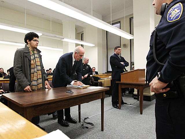 An Occupy Wall Street protester appears in Manhattan Criminal Court on Jan. 20th, 2012.


