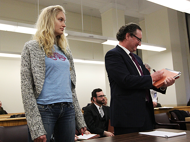 An Occupy Wall Street protester appears in Manhattan Criminal Court on Jan. 20th, 2012.

