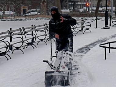 Up to 5 inches of snow were expected to fall as part of the city's first snowstorm of the season.