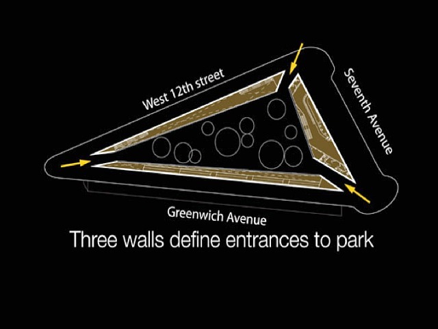 Entrances to the park would be at each of its corners.
